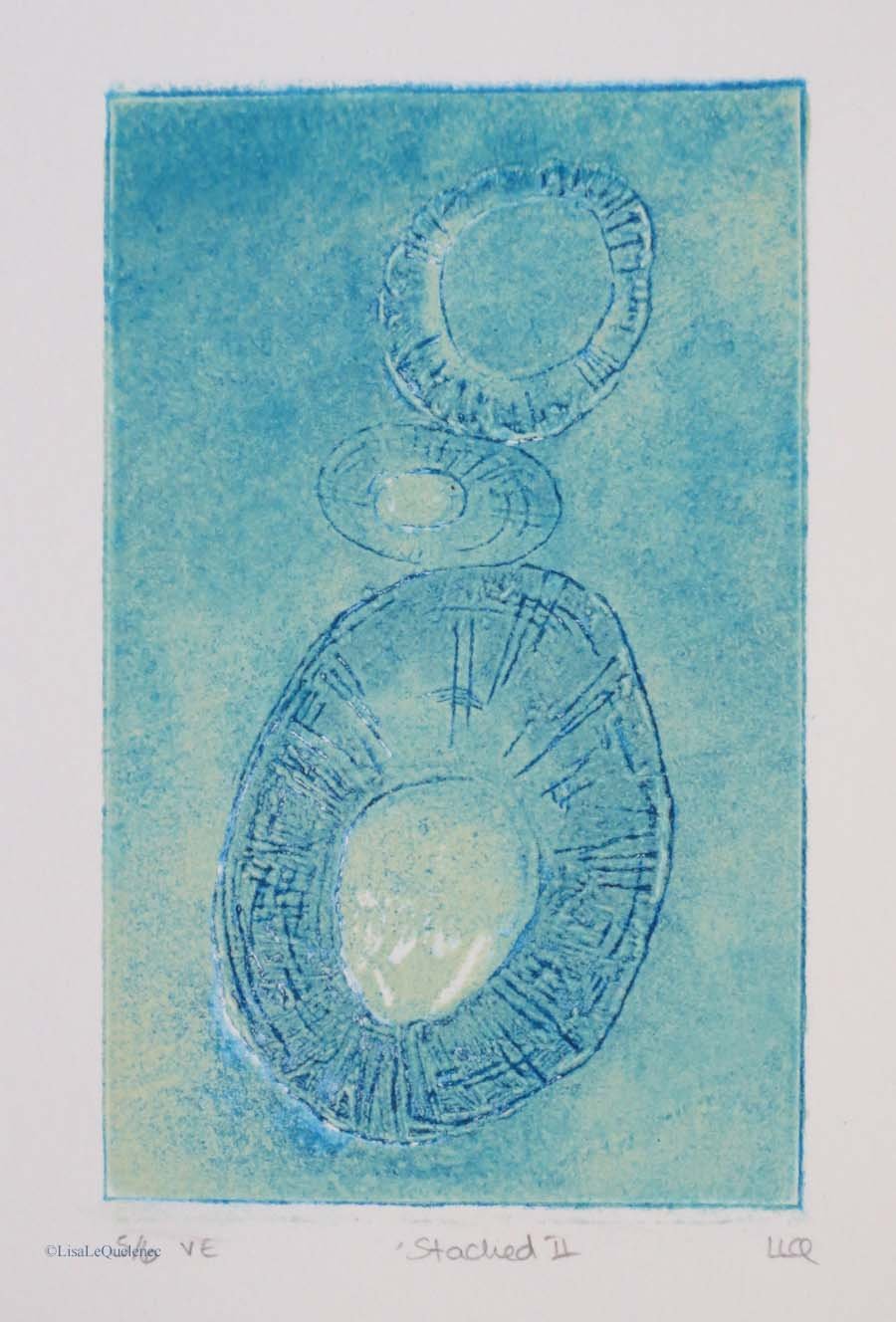 Stacked limpet shells original collagraph print 5 of a varied edition of 6