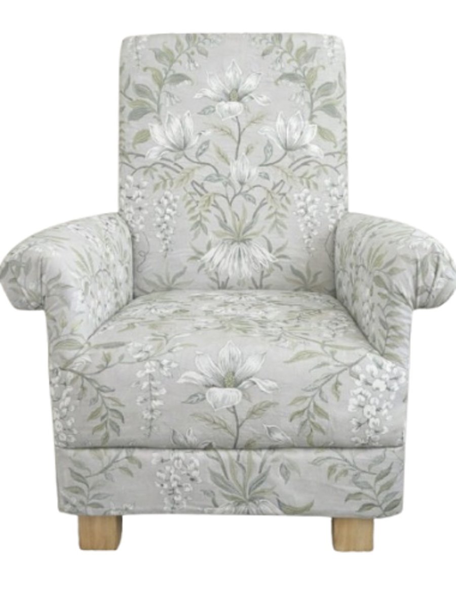 Laura Ashley Parterre Sage Green Fabric Adult Chair Armchair Floral Accent Small