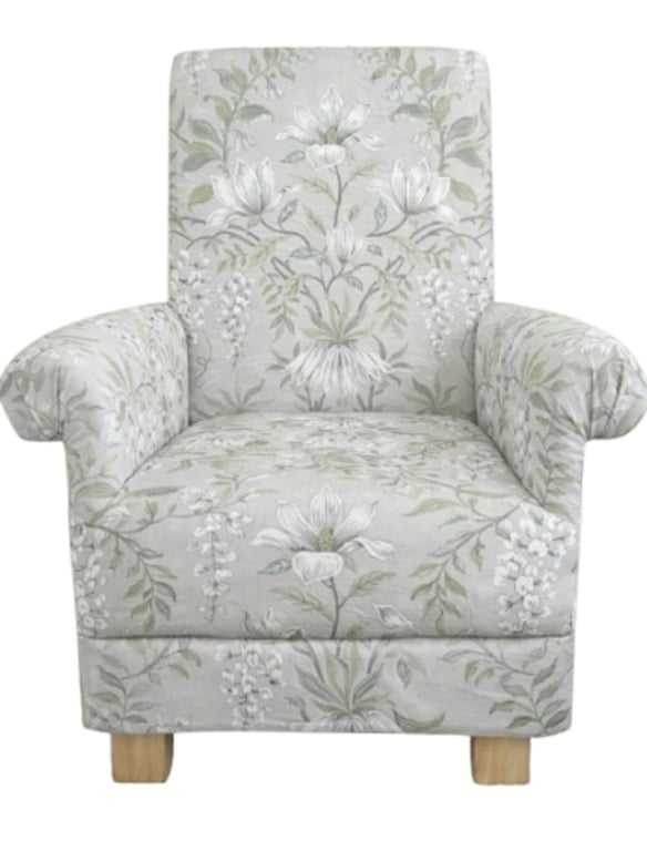 Laura Ashley Parterre Sage Green Fabric Adult Chair Armchair Floral Accent Small