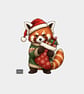 Unique Funny Christmas Sticker Xmas Decal For Adults - Cute Red Panda