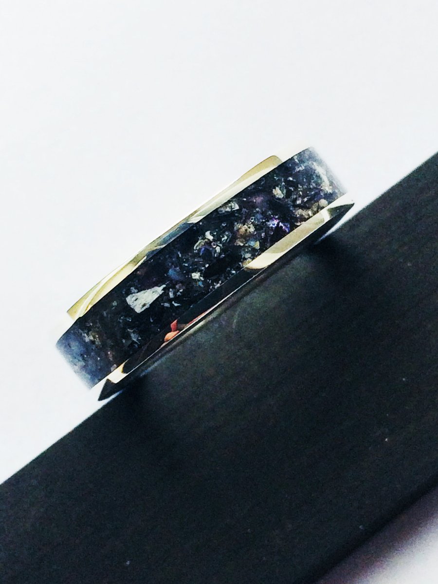 Memorial Cremation Ashes Set in a Sterling Silver Ring With Colour Made to Order