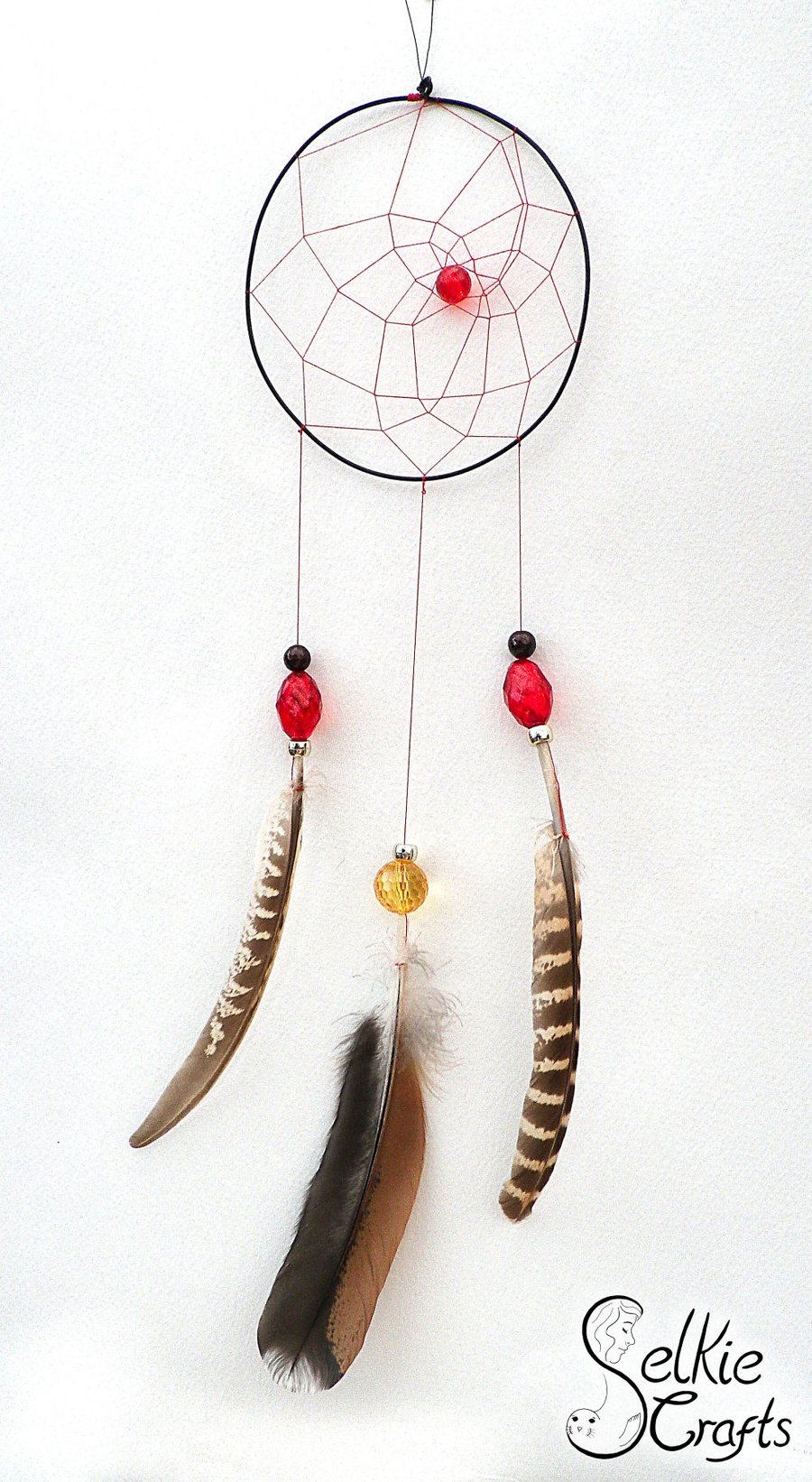 Black and red handmade dream catcher
