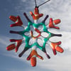 Red & Green Fused Glass Snowflake