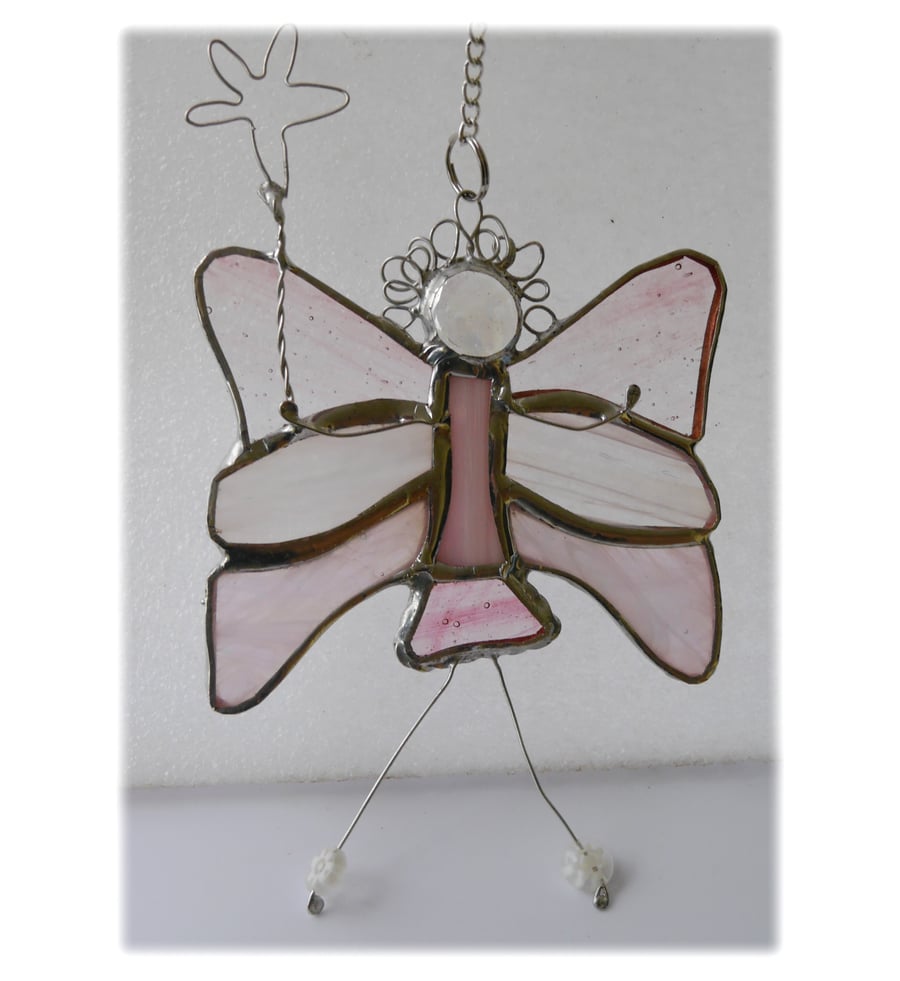 Fairy Angel Suncatcher Stained Glass Pink 021