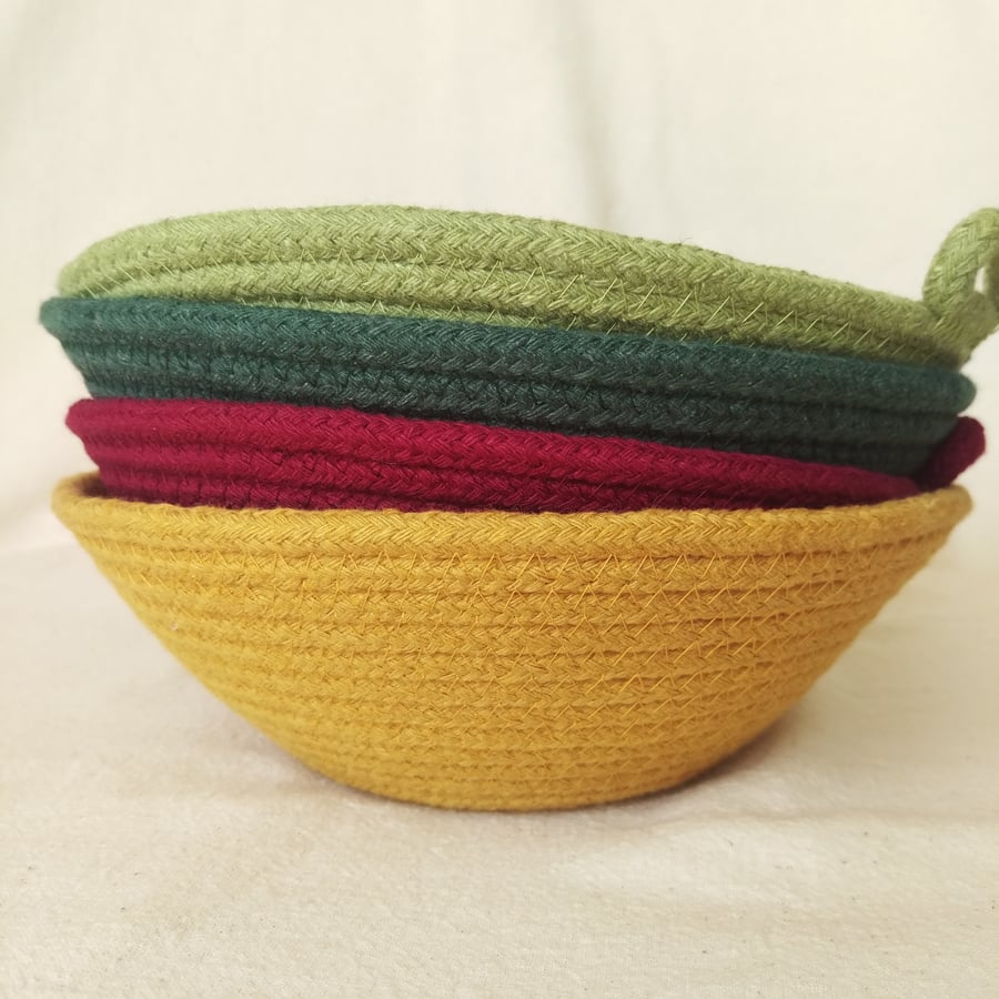 Large Freshwater Bowl made from spring green coloured cotton rope