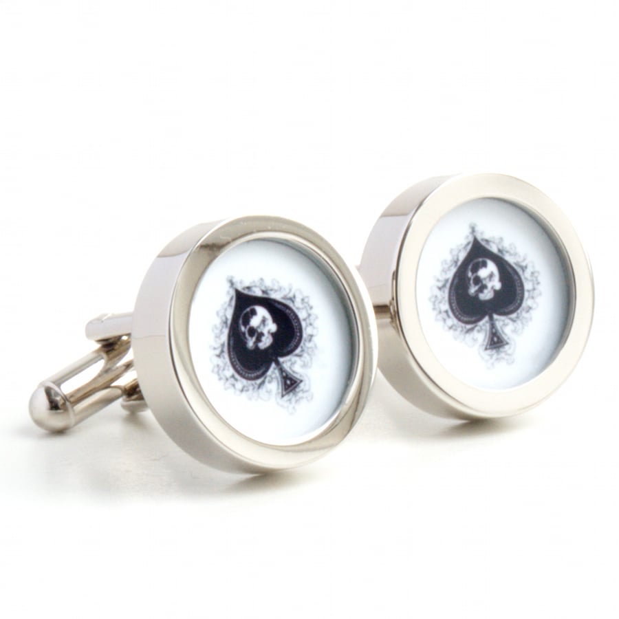Ace of Spades Cufflinks with Skull 