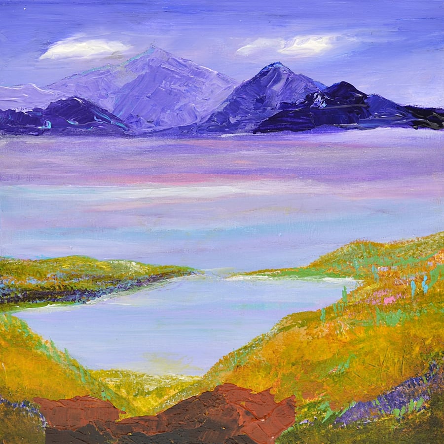  Scotland. An Abstract Painting of the Isle of Rum. Ready to Hang.