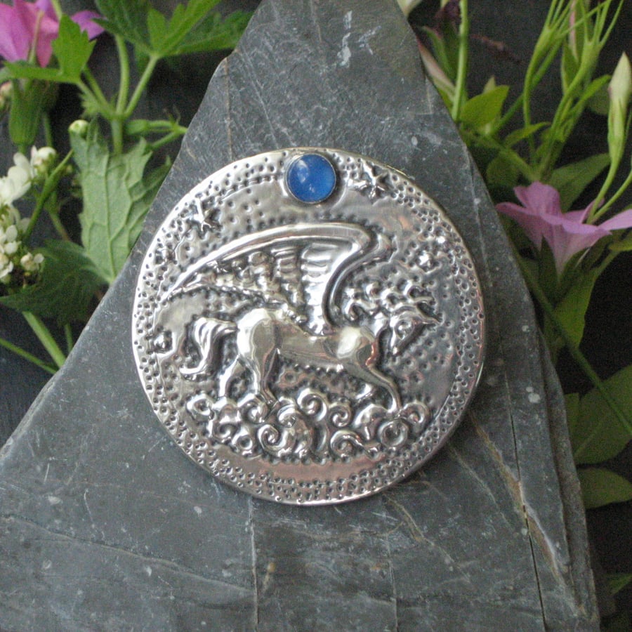 Pegasus Silver Pewter Brooch