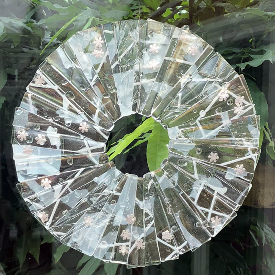 Circle of seasons – Winter, fused glass hanging decoration, suncatcher