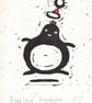 Bouncing Penguin - lino cut print Christmas card - Image 3