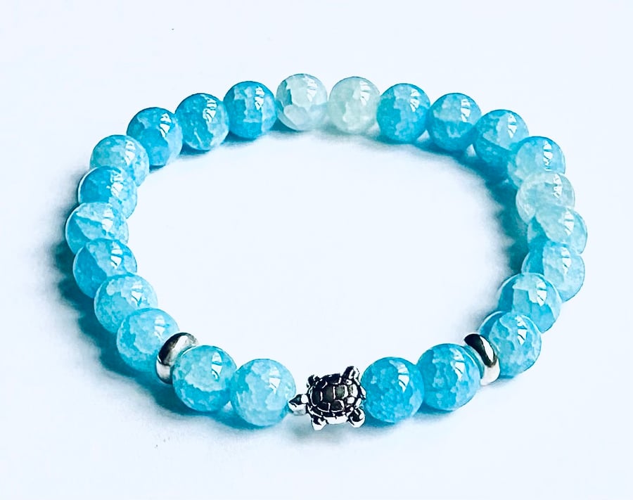 Handmade Turtle glass bead bracelet 