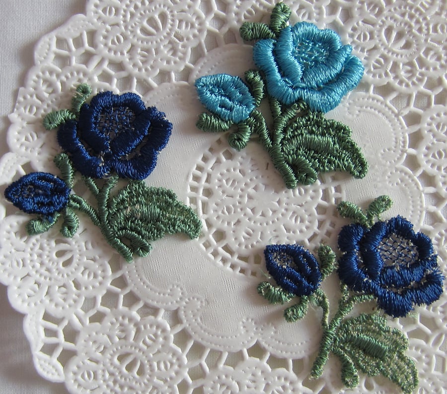 3 sew on Flower Embellishments