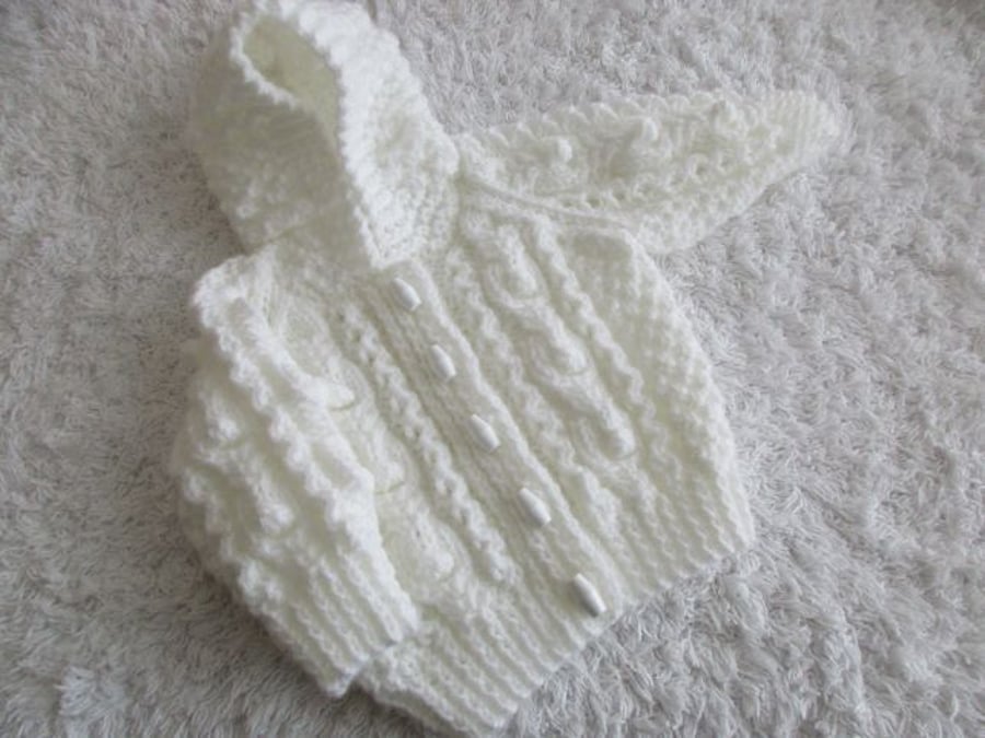 16" Baby Girls Aran Jacket with Hood
