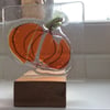 Fused Glass Pumpkin panel, tea light holder