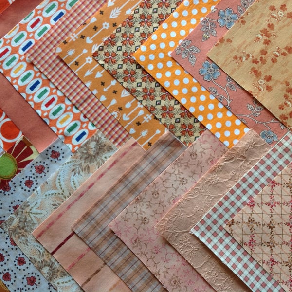 20 x 5" Orange squares for patchwork, charm quilts