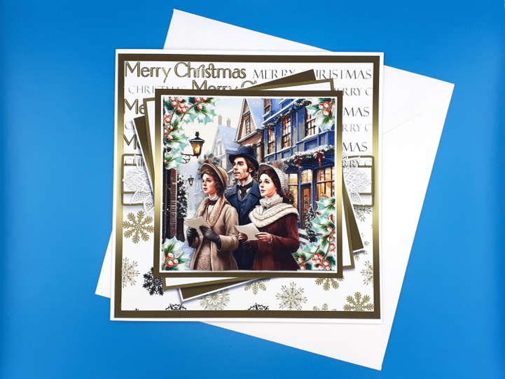 Christmas Card, Large, Decoupage, Religious 