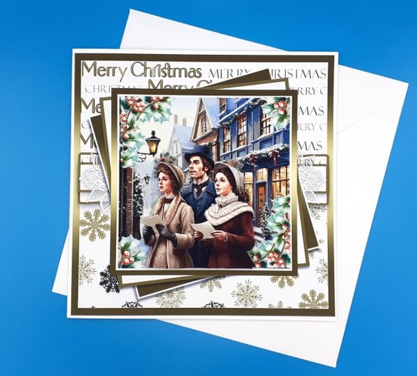 Christmas Card, Large, Decoupage, Religious 