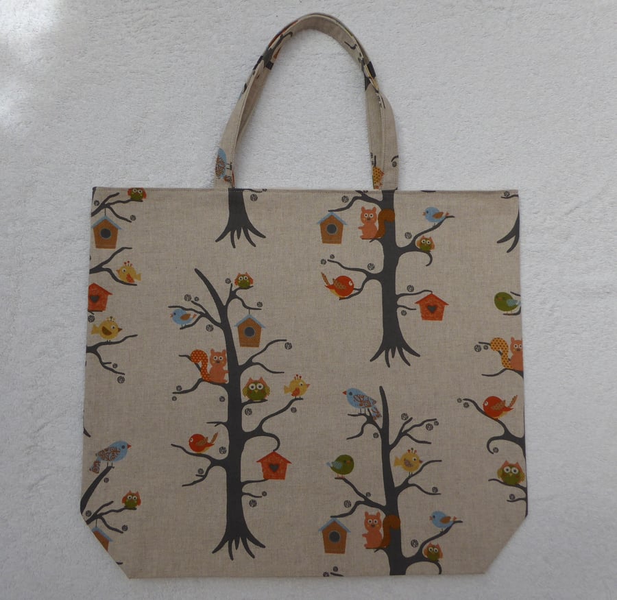 Birds in the Trees Bag. Shopping Tote. Fully Lined with Inside Pocket.