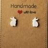 Rabbit Stud Earrings Ceramic CHOOSE COLOUR Sterling Silver Free UK Postage