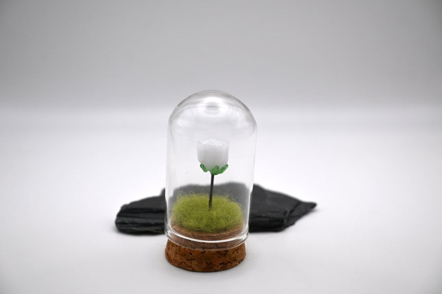 small white glass rose