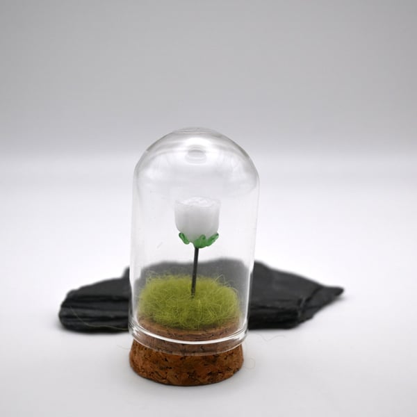 small white glass rose