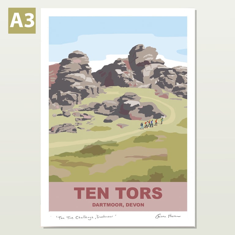 Ten Tors A3 poster celebrating the Dartmoor annual challenge