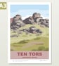 Ten Tors A3 poster celebrating the Dartmoor annual challenge