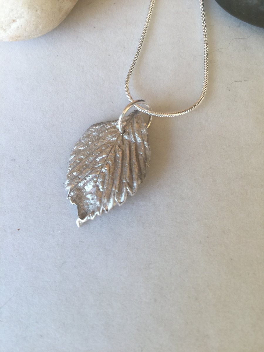 Handmade Silver Strawberry Leaf Pendant