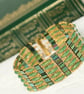 Slinky Green and Gold Cuff Bracelet - Image 1