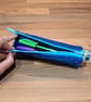 Pencil case - blue, purple, green mix, light blue zip, blue charm - Image 4