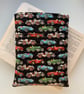 Classic Racing Cars Print Quilted Fabric Book Sleeve - Paperback Size
