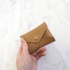 Small Leather Coin Purse, Card Holder in Tan Brown