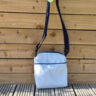 Upcycled Sailcloth Crossbody Bag - Small Everyday Bag with Front Zip Pocket