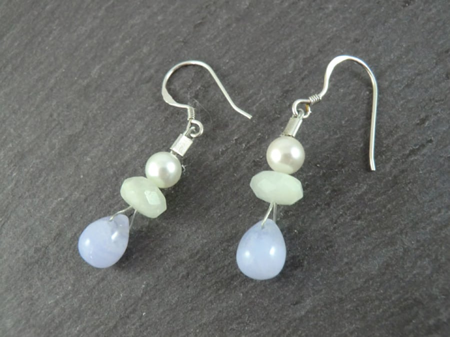 Pale Blue Gemstone Earrings 