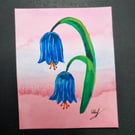 Bluebell ACEO Mini Gouache Painting Art Trading Card