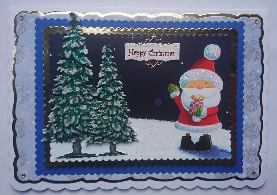 Christmas Card North Pole Santa Christmas Trees Snowflake 3D Luxury Handmade