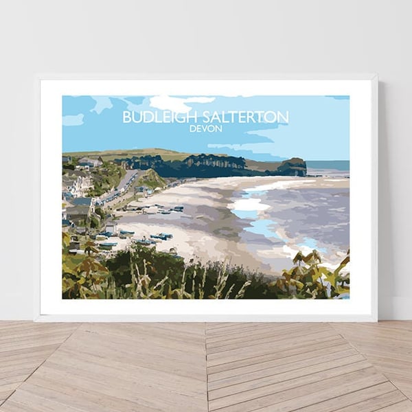 Budleigh Salterton - Devon Art Print Travel Poster Railway Poster Salty Seas Ori