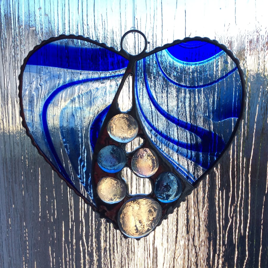 Swirled blue heart suncatcher