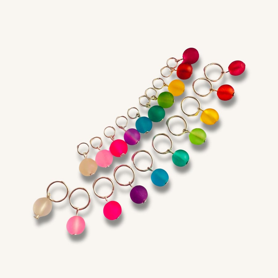 Rainbow Stitch markers, Glass - Frosted Bon Bons