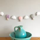 Make Your Own felt pastel Hot Air Balloon Cloud Garland Kit. Sewing pattern.
