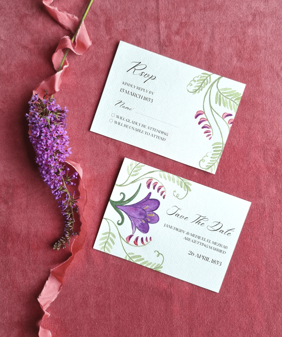 10 A6 Spring wildflowers RSVPs, save the dates or wedding details cards