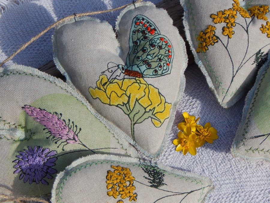 Butterfly and wild flower - 80 cm - Bunting, wall hanging