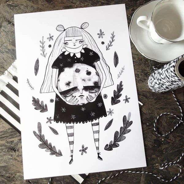 'Moon guard' Large Poster Print