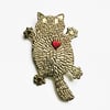 Flat Fat cat brooch with heart