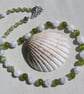 Crackled Clear Quartz & Green Peridot Gemstone Statement Beaded Necklace - Image 1
