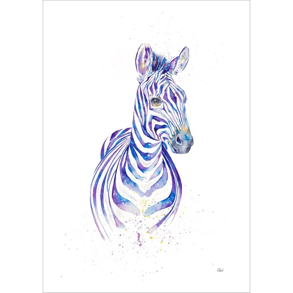 Zebra watercolour print, painting, illustration, African wall art