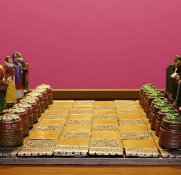 Chess set. Handmade and Hand Painted Ornamental Scottish and English Figures