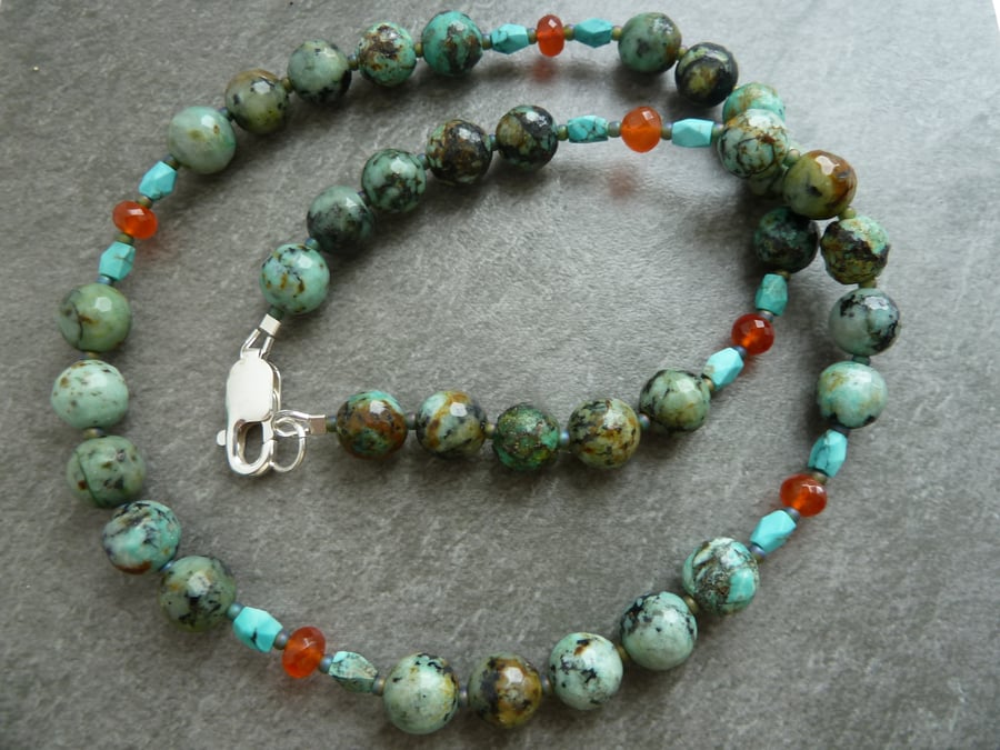 turquoise and carnelian necklace