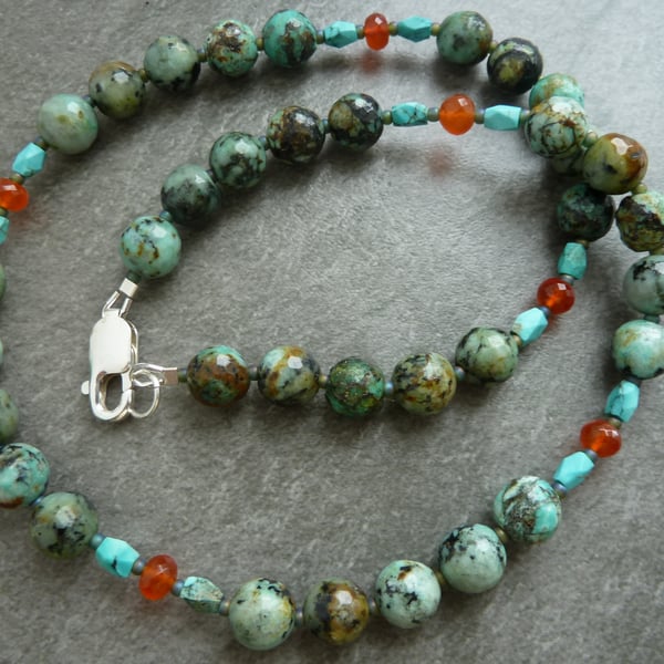 turquoise and carnelian necklace