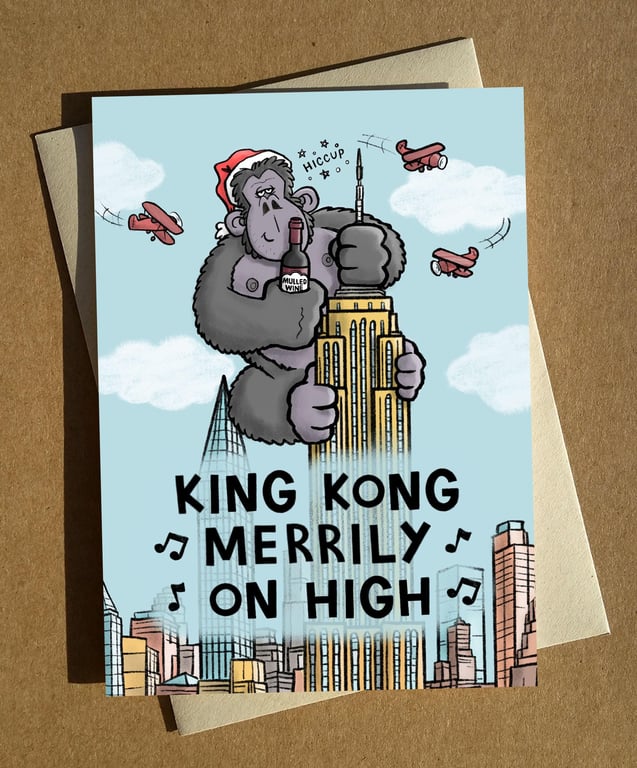 King Kong Pun Christmas Card A6